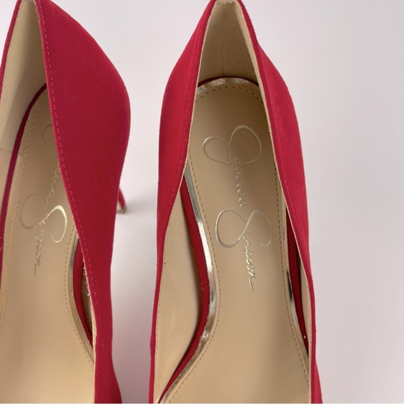Jessica Simpson - Red Suede Closed Toe Pumps - Picture 10 of 11